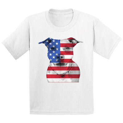 Awkward Styles Youth USA Flag Pitbull Graphic Youth Kids T-shirt Tops American Flag Pitbull Patriotic 4th of July