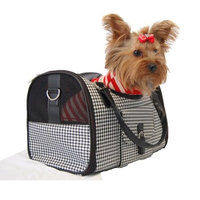Anima Black White Houondstooth Carrier Mesh Window For Pet Dog Cat - Medium