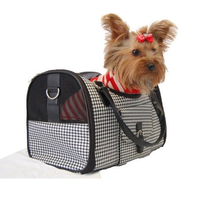 Anima Black White Houondstooth Carrier Mesh Window For Pet Dog Cat - Medium