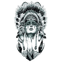 Halloween Tattoo for adults Indian girl realistic and nontoxic fake tattoo stickers
