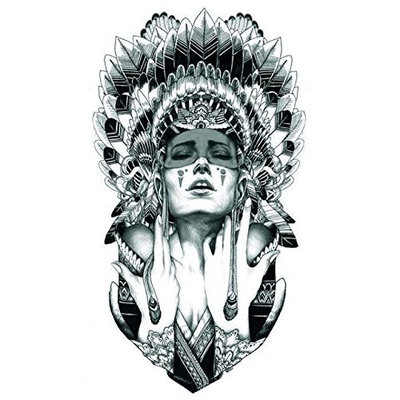 Halloween Tattoo for adults Indian girl realistic and nontoxic fake tattoo stickers