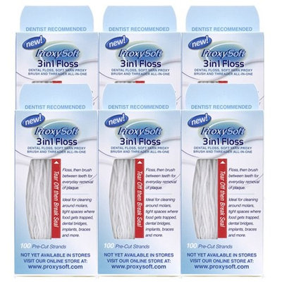 ProxySoft (Formerly Thornton) 3-in-1 Floss 600 Threads (6 Boxes x100 threads) (Pack of 6)