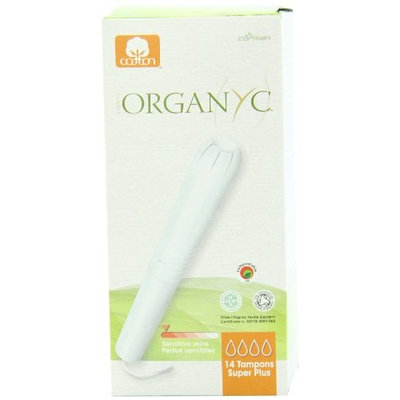 Organyc 100% Organic Cotton Tampons with Applicator for Sensitive Skin, SUPER PLUS, 14 count