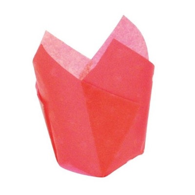 Packnwood 209CPST5R 4 oz Tulips Red Silicone Baking Cup