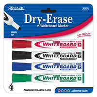 Bazic Products Bazic Assorted Color Chisel Tip Dry-erase Markers (4/pack)