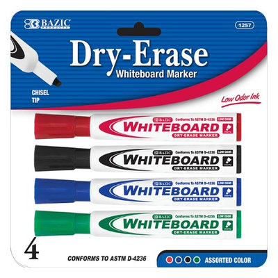 Bazic Products Bazic Assorted Color Chisel Tip Dry-erase Markers (4/pack)