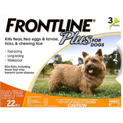 Frontline Plus For Small Dogs up to 22lbs - 3 Pack - 3 Month Supply