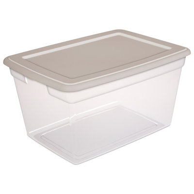 Sterilite 58 Quart Clear Storage Box, Grey Pumice