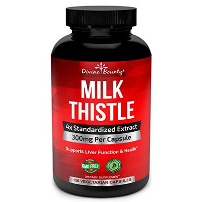 Pure Milk Thistle Capsules - A Potent 1200mg Milk Thistle Supplement with 4X Concentrated Extract (Standardized) 120 Vegetarian Capsules