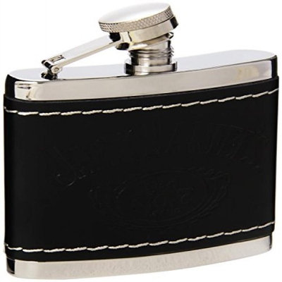Jack Daniels Licenced Barware Jack Daniel's Black Leather Cover Flask
