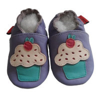 Soft Leather Baby Shoes Cupcake Purple 0-6 months