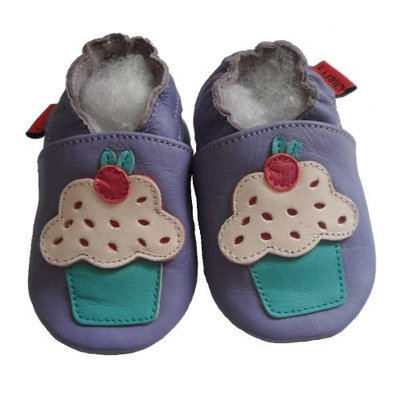 Soft Leather Baby Shoes Cupcake Purple 0-6 months