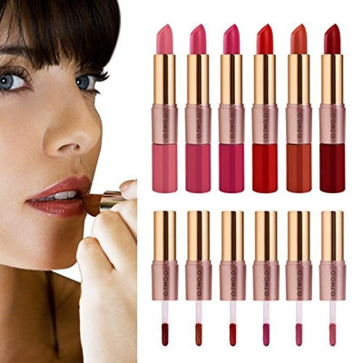 Lip Gloss 6 Colors 2 in 1 Women Velvet Matte Lipstick Lip Gloss Double-End Makeup Lip Gloss Lipstick