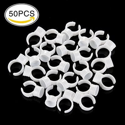 Baisidai 50PCS Disposable Plastic Nail Art Tattoo Glue Holder Eyelash Extension Rings Adhesive Pigment Holders Finger Hand Beauty Tools #03
