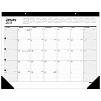 Office Depot(R) Brand Large Monthly Desk Pad Calendar, 22in. X 17in, 30% Recycled, White, January To December 2018