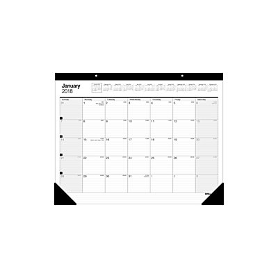 Office Depot(R) Brand Large Monthly Desk Pad Calendar, 22in. X 17in, 30% Recycled, White, January To December 2018