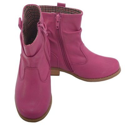 L' Amour Fuchsia Leather Mid Ankle Zip Fashion Boots Little Girls 11-2