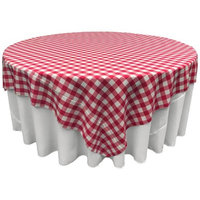 LA Linen TCcheck90x90-FuchsiaK49 Polyester Gingham Checkered Square Tablecloth White & Fuchsia - 90 x 90 in.