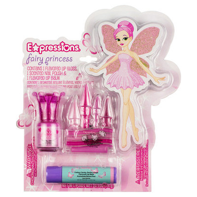 Expressions Fairy Princess 3-Piece Cosmetic Set - Lip Gloss, Lip Balm & Nail Polish