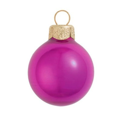 28ct Pearl Raspberry Pink Glass Ball Christmas Ornaments 2