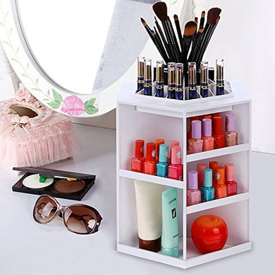 Creine 360 Degree Rotating Cosmetic Storage Case, Large Capacity Make Up Box Cosmetic Storage Case Display Organizer (US STOCK)