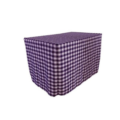 LA Linen TCcheck-fit-72x24x30-PurpleK23 Fitted Checkered Tablecloth White & Purple - 72 x 24 x 30 in.