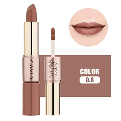 Women Lip Gloss, Inkach Chic Girls 12 Colors 2 in 1 Velvet Matte Lipstick Lip Gloss Double-End Makeup Cosmetic