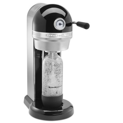 KitchenAid Onyx Black Sparkling Beverage Maker Powered by SodaStream with 3 Ounce Starter Tank