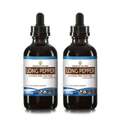 Secrets Of The Tribe Long Pepper Tincture Alcohol-FREE Extract, Organic Long Pepper (Piper Longum) Dried Pepper 2x4 oz