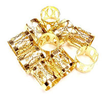 12 pc Gold dreadlock Beads dread hair braid adjustable cuff tube clip 8mm