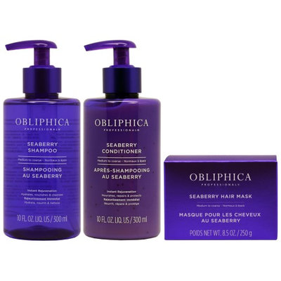 Obliphica Seaberry Medium to Coarse Shampoo + Conditioner 10oz + Mask 8.5oz 'Set'
