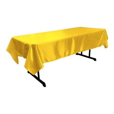 LA Linen TCbridal60X102-YellowB47 Bridal Satin Rectangular Tablecloth, Yellow - 60 x 102 in.