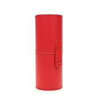 Makeup Brush Holder,PU Leather Cosmetic Cup Case Makeup Brush Pen Pencils Organizer Cup Holder Empty Storage Box Organizer (Red)