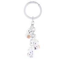 Silver Tone White 3 Dangling Dog Style Bells Ring Key Holder Keychain Keyring
