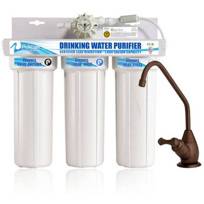Pelican Water Drinking Water Purifier Dispenser Filtration System with Oil Rubbed Bronze Faucet