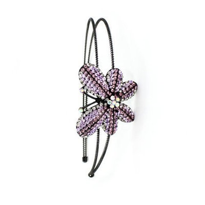 Kate Marie Stylish Headband Purple Butterfly Ornament Embellished with Swarovski Rhinestone
