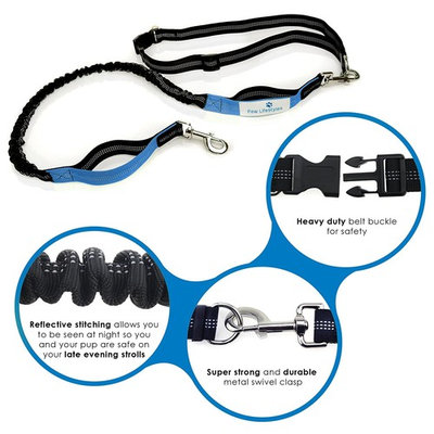 Paw Lifestyles Retractable Hands Free Dog Leash W/Smartphone Pouch – Dual Handle Bungee Waist Leash for Up to 150 lbs Large Dogs