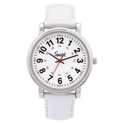 Speidel Medical Watch, White Face, Leather Band - White