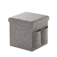 Idea Nuova Urban Shop Pocket Folding Storage Ottoman, Grey Linen