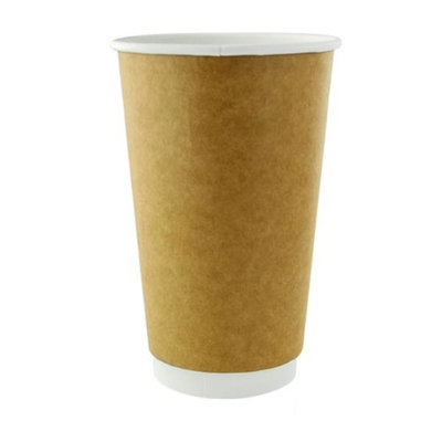 Packnwood 210GCDW20K 20 oz Double Wall Kraft Compostable Paper Cups 3.5 x 6.3 in.