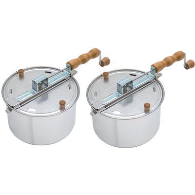 Wabash Valley Farms Whirley Pop Stovetop Popcorn Popper (Original Silver) 2 Pack