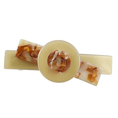 Homyl Retro Multi-color No-slip Auto Clasp Tortoise Shell Barrettes with Crafts Barrette Auto Clasp Nickel for Wedding - Light Beige, as described