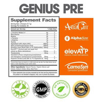 Genius Pre Workout – All Natural Nootropic Preworkout Powder & Caffeine-Free Nitric Oxide Booster with Beta Alanine and Alpha GPC - Focus, Energy and Muscle Building Supplement, Grape Limeade, 338G