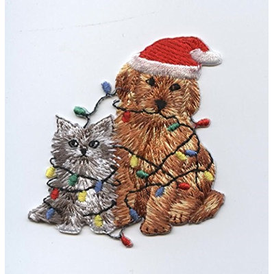 Wholesale Applique Christmas Puppy Dog - Kitten Cat - Pets - Iron on Applique/Embroidered Patch