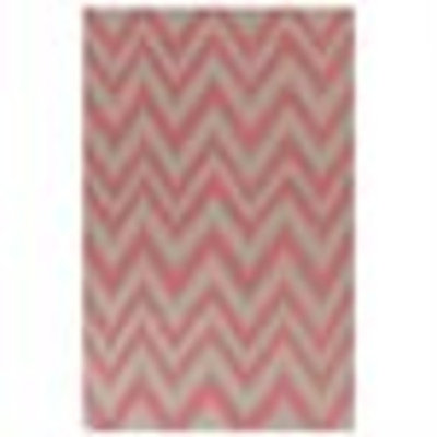 5' x 8' Shock Wave Pink and Gray Hand Woven Wool Area Throw Rug
