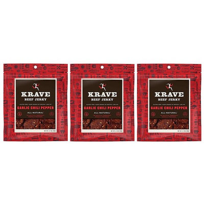 All Natural Beef Jerky Spicy - Garlic Chili Pepper - 2.7 Ounces Each Bag (Pack of 3)