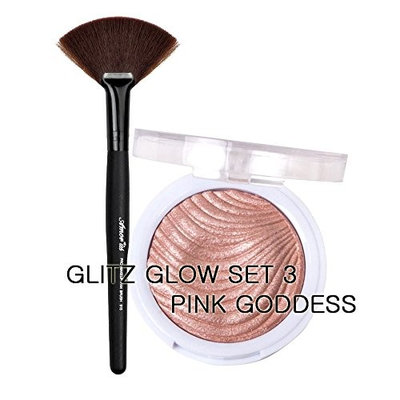 JCAT GLOW GIRL HIGHLIGHTER WITH FAN BRUSH SET BY GLITZ - 103 PINK GODDESS