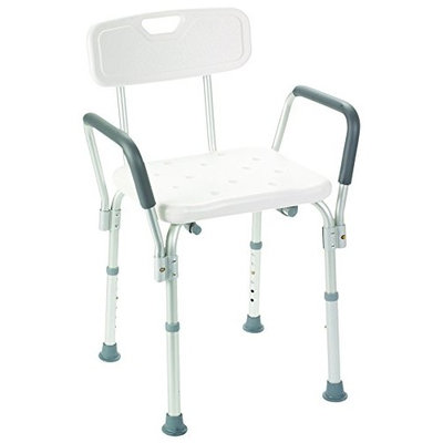 Rose HealthCare 1059 Deluxe Bath/Shower Bench with Back and Armrests Weight Limit, 250 lb.