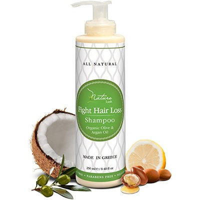 Nature Lush Organic Argan Anti-Hair Loss Shampoo with Rich Vitamins – Sulfate Free & Rich Saw Palmetto DHT Hair Root Treatment – For Men & Women - 100% Pure, Natural – All Hair Types