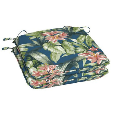 Arden Companies Better Homes and Gardens Outdoor Patio Universal Seat Pad, Set of Two, Teal Island Tropical